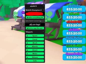 Rebirth Champions X GUI | Enable all boosts and gamepasses for free!