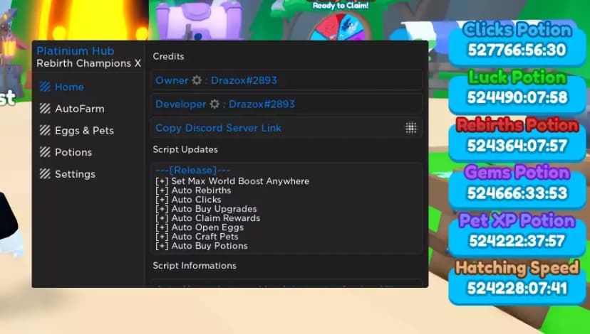 Rebirth Champions X Script Finish the game in a minute