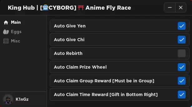 King Hub | Anime Fly Race Script