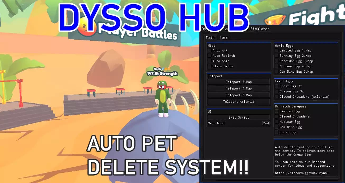 ARM WRESTLE SIMULATOR - AUTO PET DELETE - AUTO FARM FIGHT