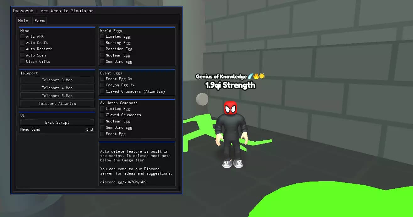 ARM WRESTLE SIM. MULTI FARM! AUTO CRAFT/DELETE OP SCRIPT!
