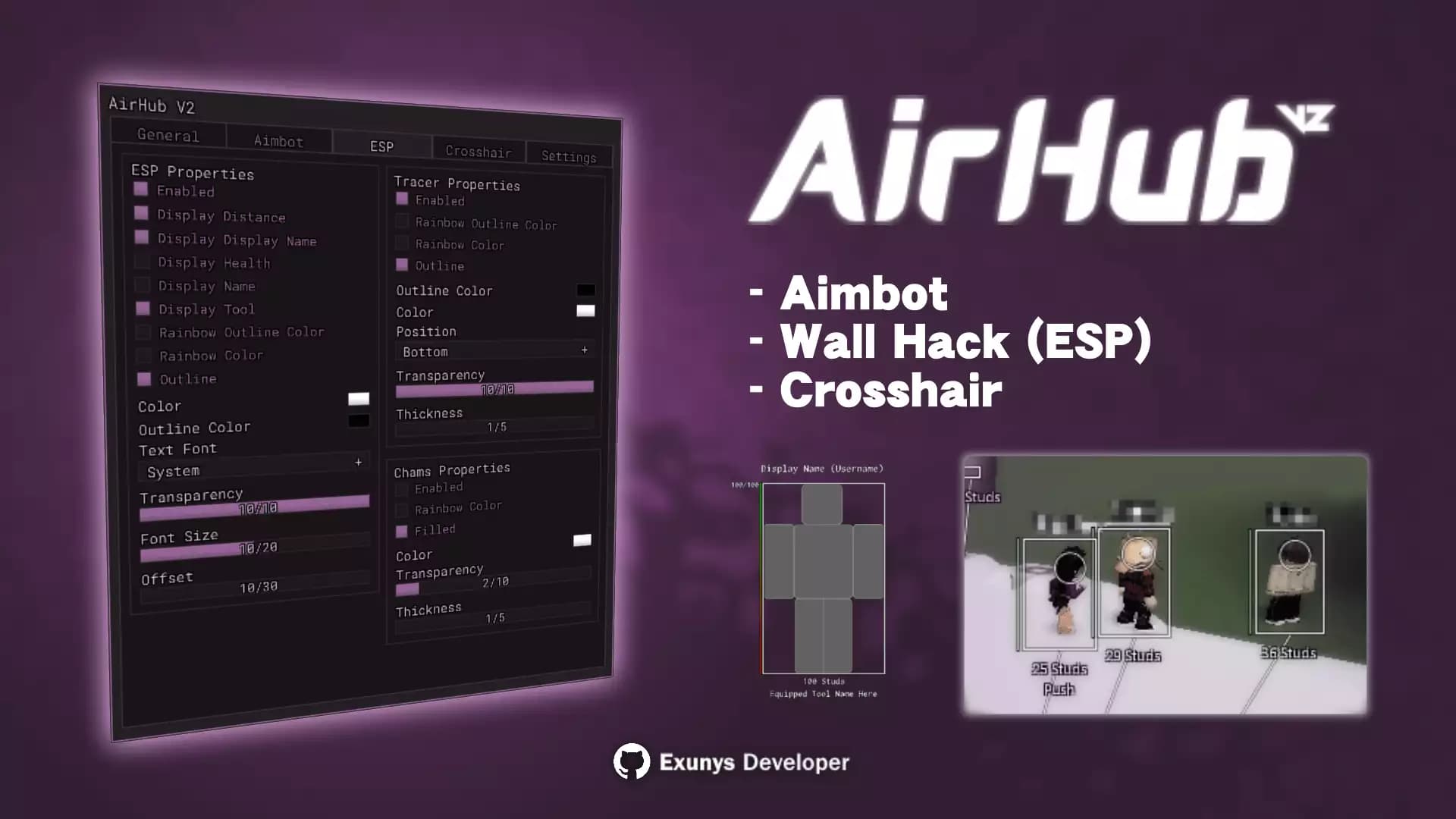 AirHub V2 | UNIVERSAL AIMBOT, WALL HACK (ESP) & CROSSHAIR GUI