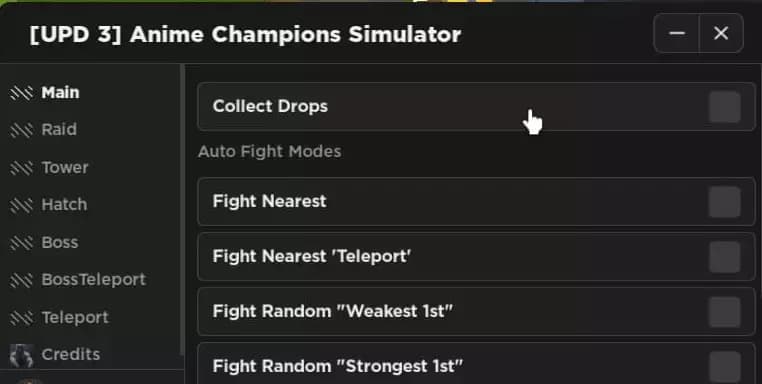 Collect Drops, Teleport, Collect chests