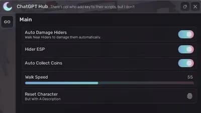 Instant Kill Hider Hider ESP Coin Farm