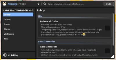Universal Tower Defense - Nousigi Hub
