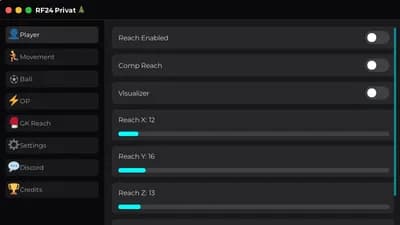 Reach, Gkreach, Infinitive Stamina, Auto Goal, 