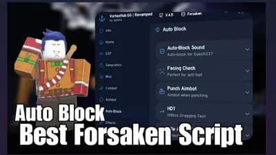 Vortexsaken, Auto-Block 99%, Silent aim, Auto farm, Inf Stam
