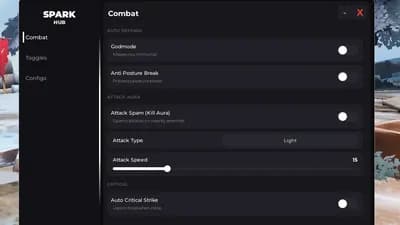Godmod,Kill aura,Anti posture break ,Auto critical strike