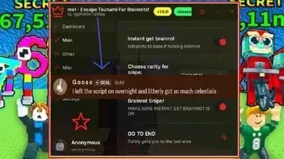 Escape Tsunami For Brainrots | Auto Get Brainrot, Inf Cash